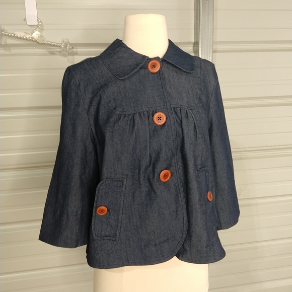 šSandro Denim Buttoned Jacket - Picture 1 of 3